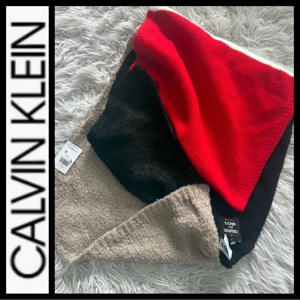 NWT Calvin Klein Colorblock Wool Blend Scarf